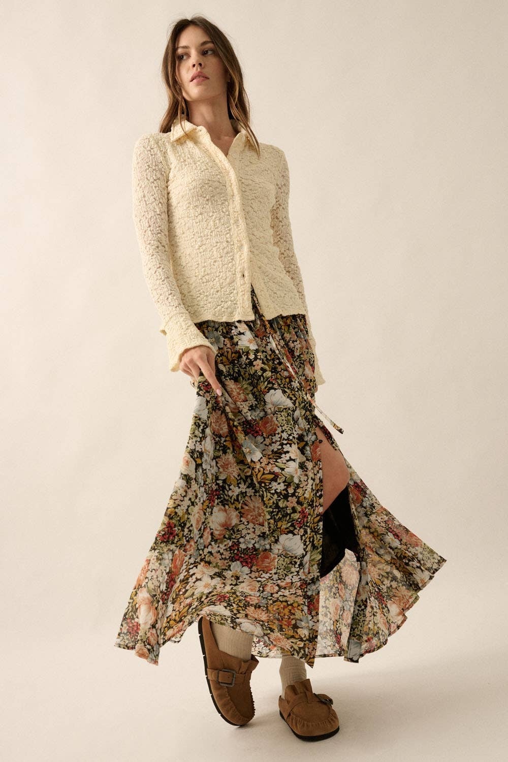 Fall Floral Maxi Skirt